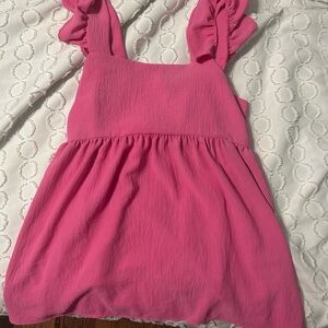 Pink Ruffled Sleeveless Dress
